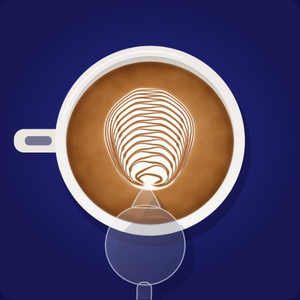 The Pour Studio: a rosetta being poured into a cup